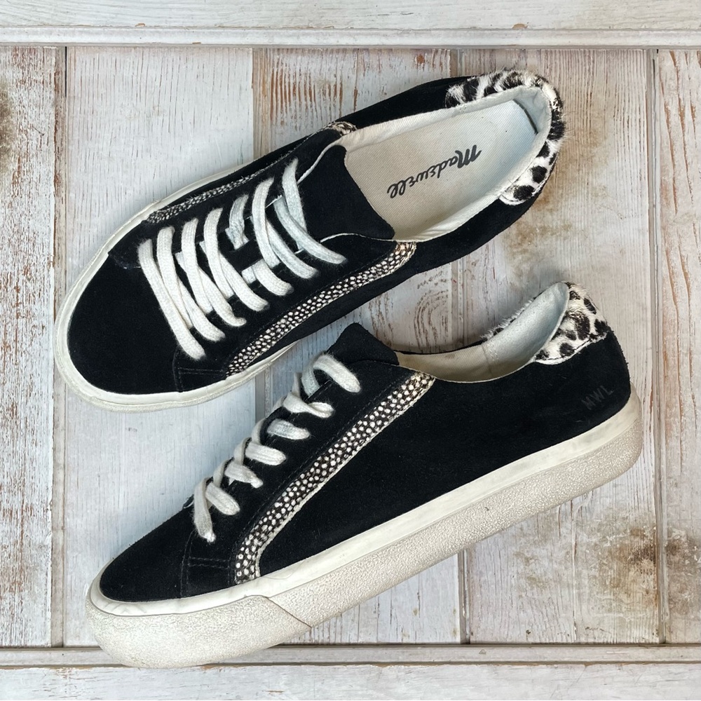 Madewell Sidewalk Low Top Sneakers in Suede and Spot Calf Hair